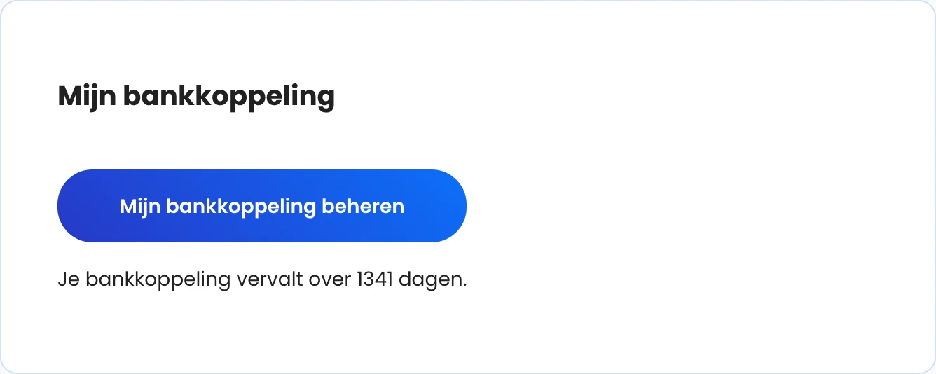 Het blok Mijn bankkoppeling met de status en de beheerknop