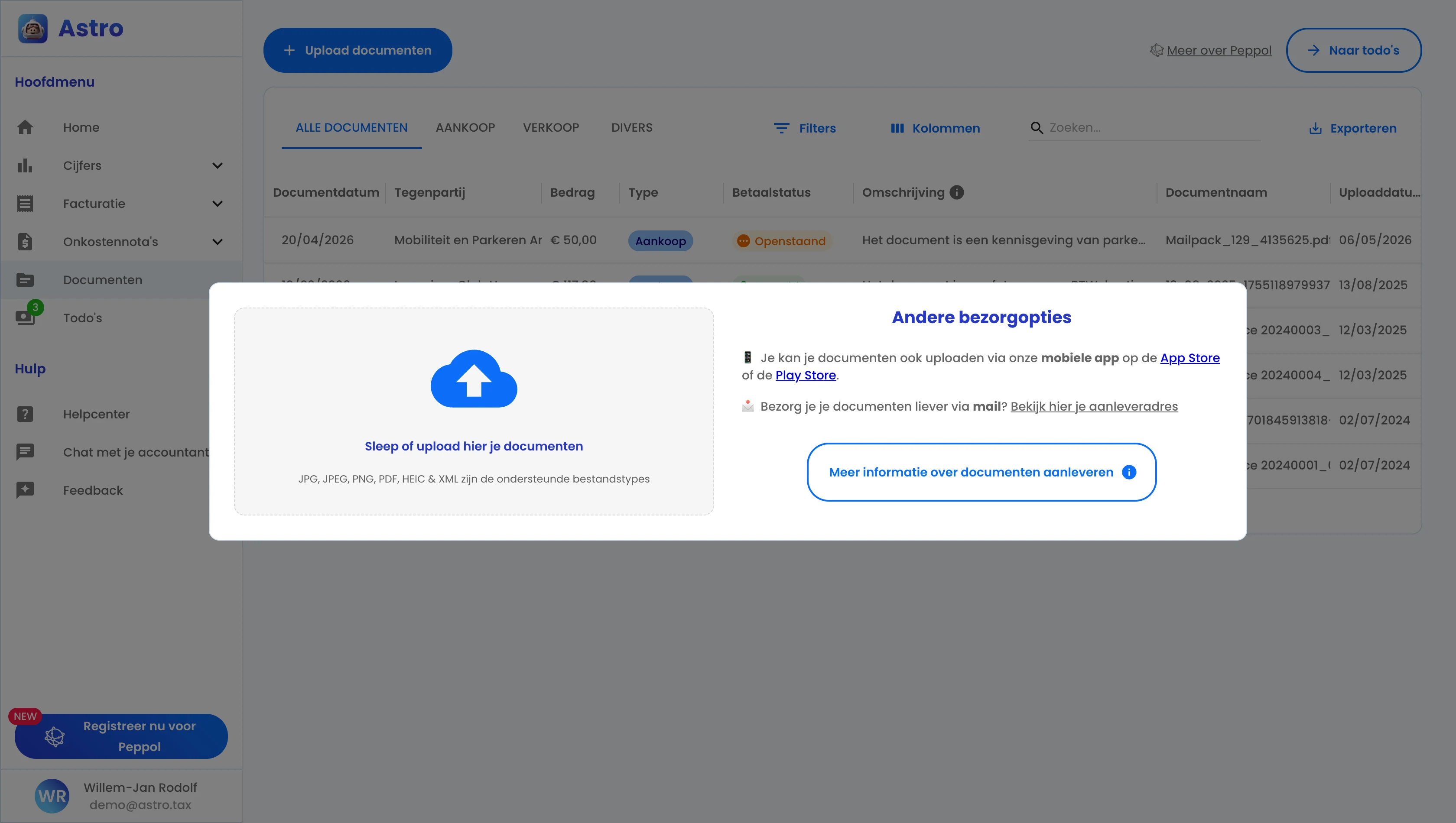 Het uploadvenster met het vak waarin je bestanden sleept